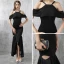 Modern / Fashion Evening Dresses  2017 Black Asymmetrical Trumpet / Mermaid Spaghetti Straps Short Sleeve Backless Formal Dresses