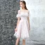 Modern / Fashion Graduation Dresses 2017 Blushing Pink Short A-Line / Princess Scoop Neck Backless Short Sleeve Pearl Lace Appliques Pierced Formal Dresses