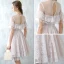 Modern / Fashion Graduation Dresses 2017 Blushing Pink Short A-Line / Princess Scoop Neck Backless Short Sleeve Pearl Lace Appliques Pierced Formal Dresses
