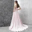 Moderne / Mode Robe De Soirée 2017 Rougissant Rose Princesse Tribunal Train Volants en Cascade Fendue devant V-Cou Sans Manches Dos Nu Cristal Paillettes Appliques Fleur Robe De Ceremonie