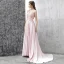Moderne / Mode Robe De Soirée 2017 Rougissant Rose Princesse Tribunal Train Volants en Cascade Fendue devant V-Cou Sans Manches Dos Nu Cristal Paillettes Appliques Fleur Robe De Ceremonie
