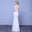 Chic / Belle Blanche Transparentes Robe De Soirée 2018 Trompette / Sirène Encolure Dégagée Manches Longues Faux Diamant Longue Volants Robe De Ceremonie