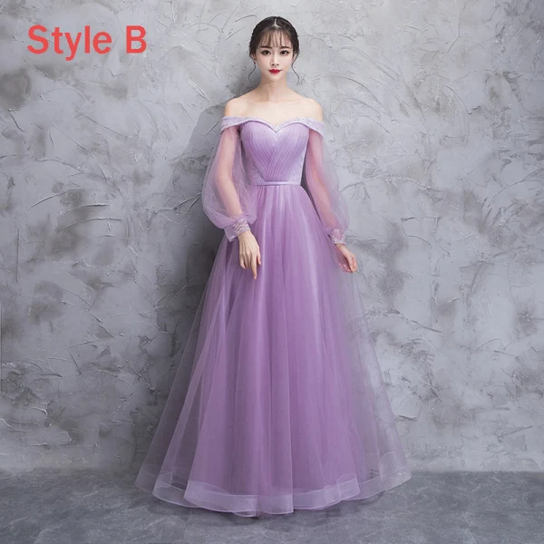 Elegant Lilac See-through Bridesmaid Dresses 2018 A-Line / Princess Long Sleeve Appliques Lace Floor-Length / Long Ruffle Backless Wedding Party Dresses