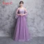 Elegant Lilac See-through Bridesmaid Dresses 2018 A-Line / Princess Long Sleeve Appliques Lace Floor-Length / Long Ruffle Backless Wedding Party Dresses