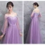 Elegant Lilac See-through Bridesmaid Dresses 2018 A-Line / Princess Long Sleeve Appliques Lace Floor-Length / Long Ruffle Backless Wedding Party Dresses