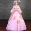 Vintage / Retro Medieval Blushing Pink Ball Gown Prom Dresses 2021 Square Neckline Long Sleeve Floor-Length / Long 3D Lace Appliques Embroidered Flower Lace Satin Cosplay Prom Formal Dresses
