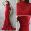 Chiński Styl Sukienki Wieczorowe 2017 Burgund Syrena / Rozkloszowane Trenem Sweep Wysokiej Szyi Bez Rękawów Bez Pleców Cekinami Rhinestone Kokarda Szarfa Sukienki Wizytowe
