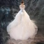 Chic / Belle Église Robe De Mariée 2017 Blanche Princesse Chapel Train De l'épaule Manches Courtes Dos Nu Perlage En Dentelle Appliques