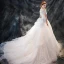 Chic / Belle Église Robe De Mariée 2017 Blanche Princesse Chapel Train De l'épaule Manches Courtes Dos Nu Perlage En Dentelle Appliques