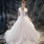 Chic / Belle Église Robe De Mariée 2017 Blanche Princesse Chapel Train De l'épaule Manches Courtes Dos Nu Perlage En Dentelle Appliques