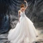 Chic / Belle Église Robe De Mariée 2017 Blanche Princesse Chapel Train De l'épaule Manches Courtes Dos Nu Perlage En Dentelle Appliques