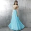 Chic / Beautiful Evening Dresses  2017 Pool Blue A-Line / Princess Floor-Length / Long Scoop Neck Sleeveless Backless Glitter Rhinestone Formal Dresses
