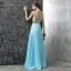 Chic / Beautiful Evening Dresses  2017 Pool Blue A-Line / Princess Floor-Length / Long Scoop Neck Sleeveless Backless Glitter Rhinestone Formal Dresses