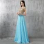 Chic / Beautiful Evening Dresses  2017 Pool Blue A-Line / Princess Floor-Length / Long Scoop Neck Sleeveless Backless Glitter Rhinestone Formal Dresses