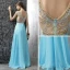Chic / Beautiful Evening Dresses  2017 Pool Blue A-Line / Princess Floor-Length / Long Scoop Neck Sleeveless Backless Glitter Rhinestone Formal Dresses