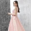 Chic / Beautiful Evening Dresses  2017 Candy Pink A-Line / Princess Floor-Length / Long Scoop Neck Sleeveless Backless Appliques Flower Pierced Formal Dresses