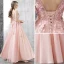 Chic / Beautiful Evening Dresses  2017 Candy Pink A-Line / Princess Floor-Length / Long Scoop Neck Sleeveless Backless Appliques Flower Pierced Formal Dresses