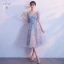 Chic / Belle Gris Robe Demoiselle D'honneur 2018 Princesse Appliques En Dentelle Ceinture Thé Longueur Volants Dos Nu Robe Pour Mariage
