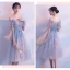 Chic / Belle Gris Robe Demoiselle D'honneur 2018 Princesse Appliques En Dentelle Ceinture Thé Longueur Volants Dos Nu Robe Pour Mariage