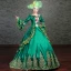 Vintage / Retro Medieval Dark Green Ball Gown Prom Dresses 2021 Long Sleeve Square Neckline 3D Lace Embroidered Handmade  Floor-Length / Long Cosplay Prom Formal Dresses