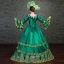 Vintage / Retro Medieval Dark Green Ball Gown Prom Dresses 2021 Long Sleeve Square Neckline 3D Lace Embroidered Handmade  Floor-Length / Long Cosplay Prom Formal Dresses