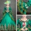 Vintage / Retro Medieval Dark Green Ball Gown Prom Dresses 2021 Long Sleeve Square Neckline 3D Lace Embroidered Handmade  Floor-Length / Long Cosplay Prom Formal Dresses