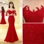 Modern / Fashion Burgundy Evening Dresses  2017 Trumpet / Mermaid Floor-Length / Long Scoop Neck 3/4 Sleeve Backless Lace Appliques Pierced Formal Dresses