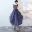 Modern / Fashion Purple Cocktail Dresses 2017 A-Line / Princess Asymmetrical Zipper Up at Side Scoop Neck Sleeveless Lace Appliques Flower Glitter Beading Sequins Pierced Formal Dresses