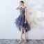Modern / Fashion Purple Cocktail Dresses 2017 A-Line / Princess Asymmetrical Zipper Up at Side Scoop Neck Sleeveless Lace Appliques Flower Glitter Beading Sequins Pierced Formal Dresses