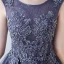 Modern / Fashion Purple Cocktail Dresses 2017 A-Line / Princess Asymmetrical Zipper Up at Side Scoop Neck Sleeveless Lace Appliques Flower Glitter Beading Sequins Pierced Formal Dresses