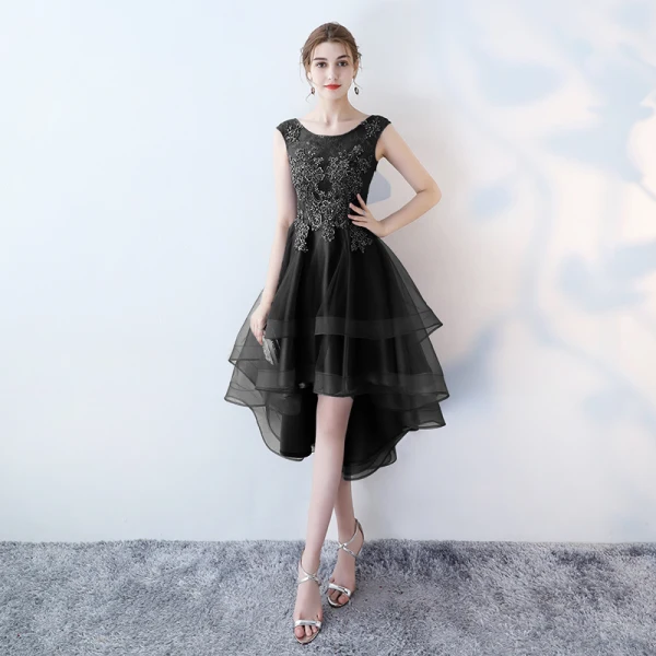 Modern / Fashion Purple Cocktail Dresses 2017 A-Line / Princess Asymmetrical Zipper Up at Side Scoop Neck Sleeveless Lace Appliques Flower Glitter Beading Sequins Pierced Formal Dresses