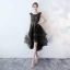 Modern / Fashion Purple Cocktail Dresses 2017 A-Line / Princess Asymmetrical Zipper Up at Side Scoop Neck Sleeveless Lace Appliques Flower Glitter Beading Sequins Pierced Formal Dresses