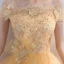 Modern / Fashion Gold Cocktail Dresses 2017 A-Line / Princess Asymmetrical Tassel Off-The-Shoulder Short Sleeve Backless Appliques Flower Rhinestone Formal Dresses
