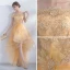 Modern / Fashion Gold Cocktail Dresses 2017 A-Line / Princess Asymmetrical Tassel Off-The-Shoulder Short Sleeve Backless Appliques Flower Rhinestone Formal Dresses