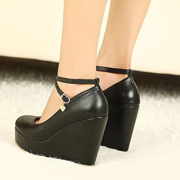 Unusual White Evening Party Womens Shoes High Heels 2022 10 cm Wedges Waterproof Round Toe Womens Shoes