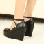 Unusual White Evening Party Womens Shoes High Heels 2022 10 cm Wedges Waterproof Round Toe Womens Shoes