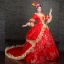 Vintage / Retro Medieval Red Ball Gown Prom Dresses 2021 Square Neckline Long Sleeve Floor-Length / Long Handmade  Beading Embroidered Sequins Prom Formal Dresses