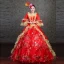 Vintage / Retro Medieval Red Ball Gown Prom Dresses 2021 Square Neckline Long Sleeve Floor-Length / Long Handmade  Beading Embroidered Sequins Prom Formal Dresses