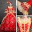 Vintage / Retro Medieval Red Ball Gown Prom Dresses 2021 Square Neckline Long Sleeve Floor-Length / Long Handmade  Beading Embroidered Sequins Prom Formal Dresses