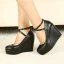 Unusual White Evening Party Womens Shoes High Heels 2022 10 cm Wedges Waterproof Round Toe Womens Shoes