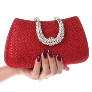 Scintillantes Rouge Faux Diamant Cocktail Promo Pochette 2022 Métal