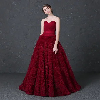 Modest Simple Burgundy Evening Dresses 2018 A Line Princess Sweetheart Sleeveless Pleated Tulle Sash Chapel Train Backless Formal Dresses
