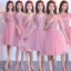 Chic / Beautiful Candy Pink Bridesmaid Dresses 2018 A-Line / Princess Appliques Lace Knee-Length Ruffle Backless Wedding Party Dresses
