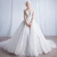 Classic Chic / Beautiful Church Hall Wedding Dresses 2017 Lace Appliques V-Neck Sleeveless Backless Cathedral Train White Ball Gown