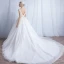 Classic Chic / Beautiful Church Hall Wedding Dresses 2017 Lace Appliques V-Neck Sleeveless Backless Cathedral Train White Ball Gown