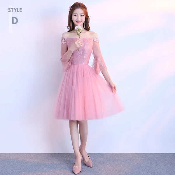 Chic / Beautiful Candy Pink Bridesmaid Dresses 2018 A-Line / Princess Appliques Lace Knee-Length Ruffle Backless Wedding Party Dresses