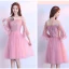 Chic / Beautiful Candy Pink Bridesmaid Dresses 2018 A-Line / Princess Appliques Lace Knee-Length Ruffle Backless Wedding Party Dresses