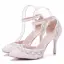 Modern / Fashion White Wedding Shoes 2018 Pearl Rhinestone Ankle Strap 9 cm Stiletto Heels Pointed Toe High Heels Wedding