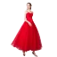 Simple Couleur Unie Rouge Robe De Soirée 2019 Princesse Bretelles Spaghetti Noeud Sans Manches Dos Nu Longueur Cheville Robe De Ceremonie