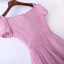 Chic / Beautiful Candy Pink Bridesmaid Dresses 2017 A-Line / Princess Lace Flower Beading Scoop Neck Short Sleeve Ankle Length Wedding Party Dresses